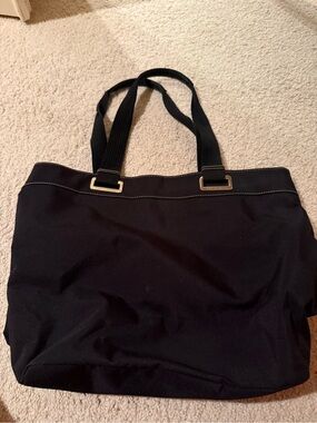 Classic Black Canvas Tote with Dual Shoulder Straps